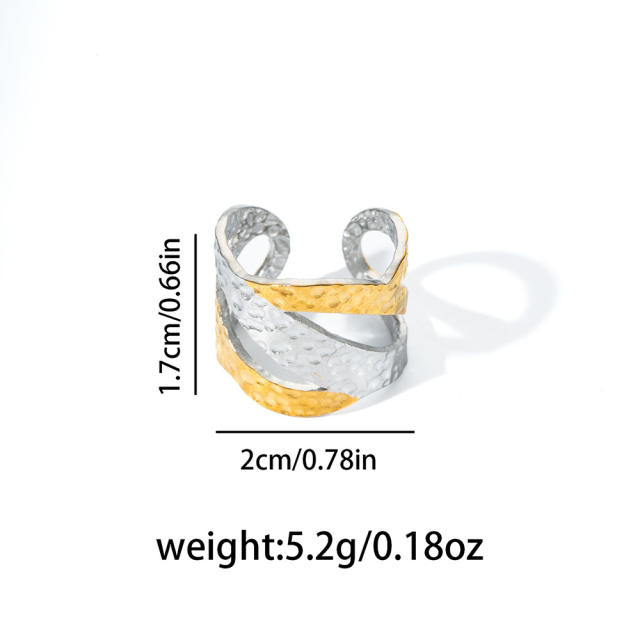 Geometric line stainless steel rings mix color rings