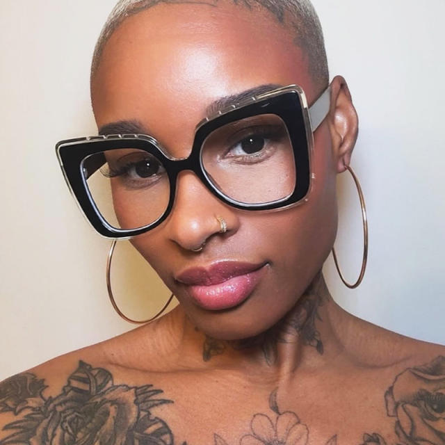 Square Large Frame Cat-Eye Non-Prescription Glasses Anti-Blue Light reading glasses