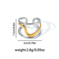 Geometric line stainless steel rings mix color rings
