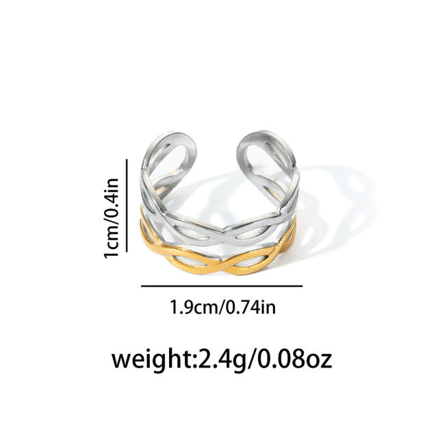 18KG mix color geometric line flower stainless steel rings