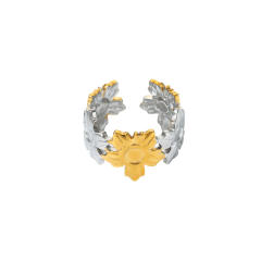 18KG mix color geometric line flower stainless steel rings