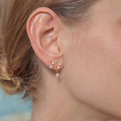 18KG classic diamond stainless steel earrings studs set