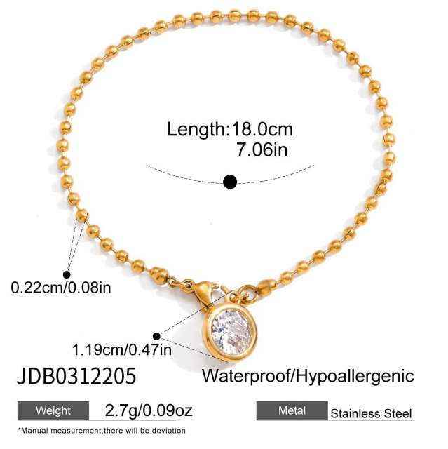 Easy match round diamond stainless steel necklace bracelet set dainty necklace earrings set