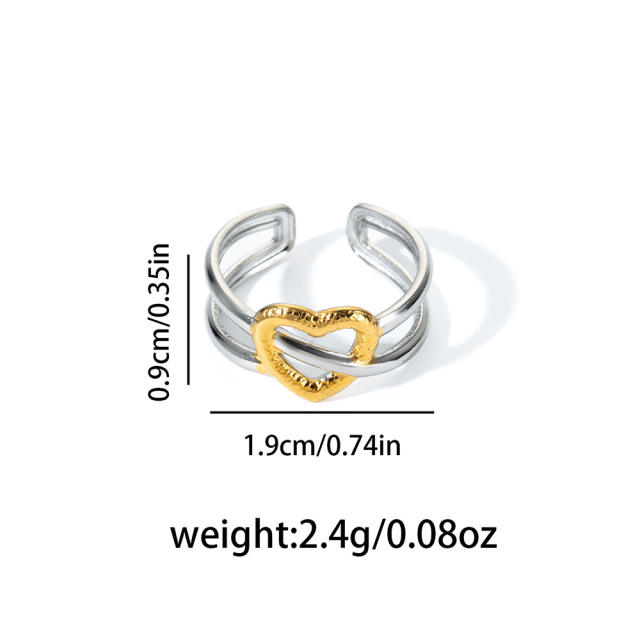 Geometric line stainless steel rings mix color rings