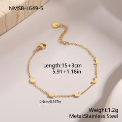 Summer gold color tiny heart snake star moon stainless steel bracelet