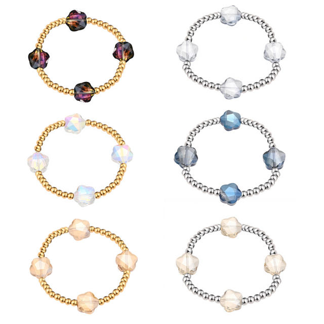 Glass Crystal Bracelet Five-Pointed Star-Shaped Diamond Stainless Steel Bead Bracelet