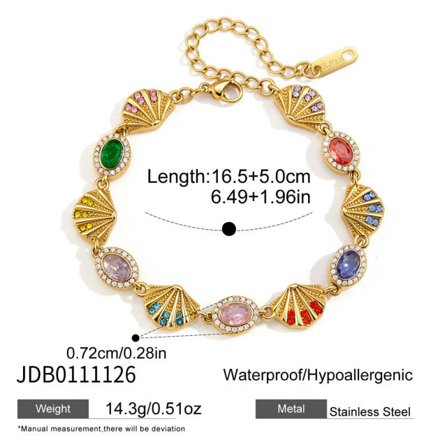 Summer colorful crystal inlaid diamond shell starfish stainless steel bracelet
