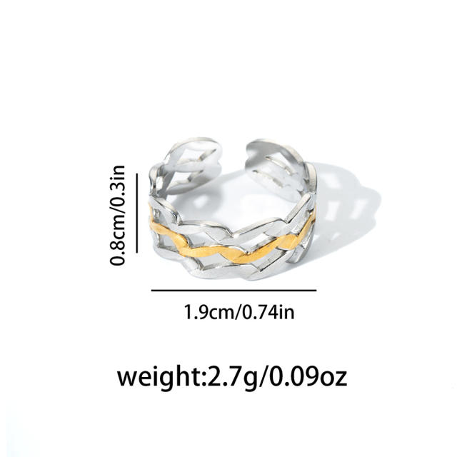 Geometric line stainless steel rings mix color rings