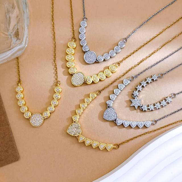 Full diamond Love Star pendant High-End Fashion Non-Fading stainless Steel Necklace