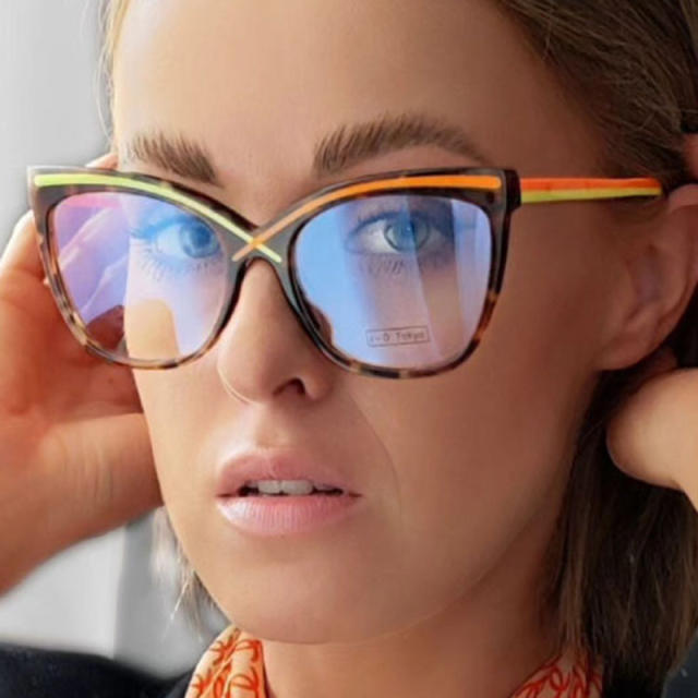 Square Cat-Eye Large Frame X Cross Flat Mirror Anti-Blue Light glasses reading glasses