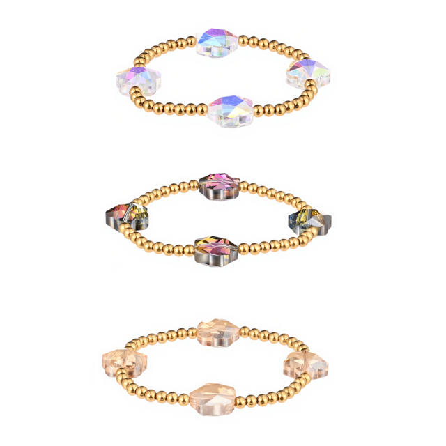 Glass Crystal Bracelet Five-Pointed Star-Shaped Diamond Stainless Steel Bead Bracelet