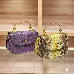 Genuine Leather Snake Pattern Portable Saddle Bag Fashion Women's handbag