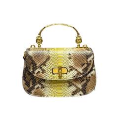 Genuine Leather Snake Pattern Portable Saddle Bag Fashion Women's handbag