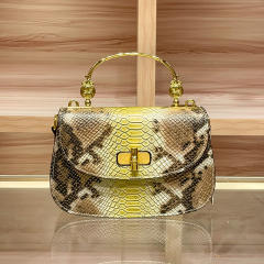 Genuine Leather Snake Pattern Portable Saddle Bag Fashion Women's handbag