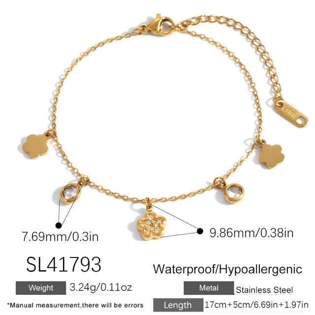 Sweet diamond charm stainless steel bracelet holiday bracelet