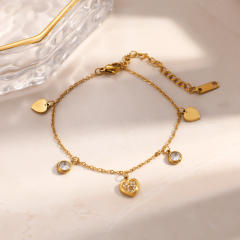 Hot sale diamond heart charm stainless steel bracelet