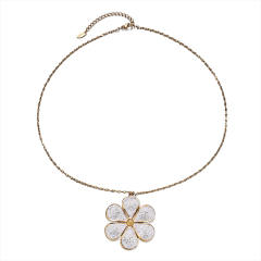 New Micro-Inlaid Zircon Butterfly heart flower pendant stainless steel Necklace for Women