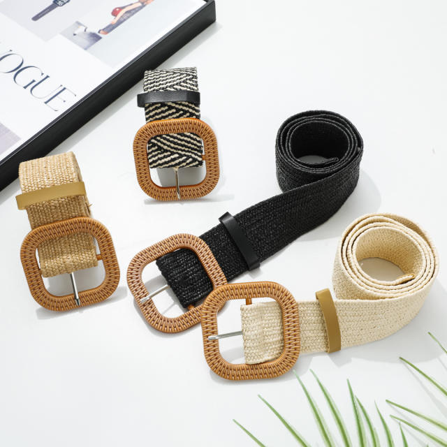 PP Grass Fashion Wide Waist Belt Woven Forest Style Skirt Belt