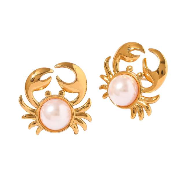 Best-Selling Marine Series stainless Steel Earrings Pearl Earrings Turtle Crab Starfish Earrings for Women