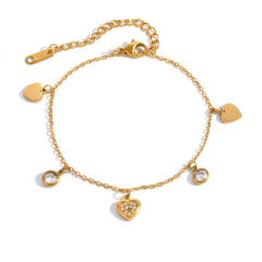 Hot sale diamond heart charm stainless steel bracelet