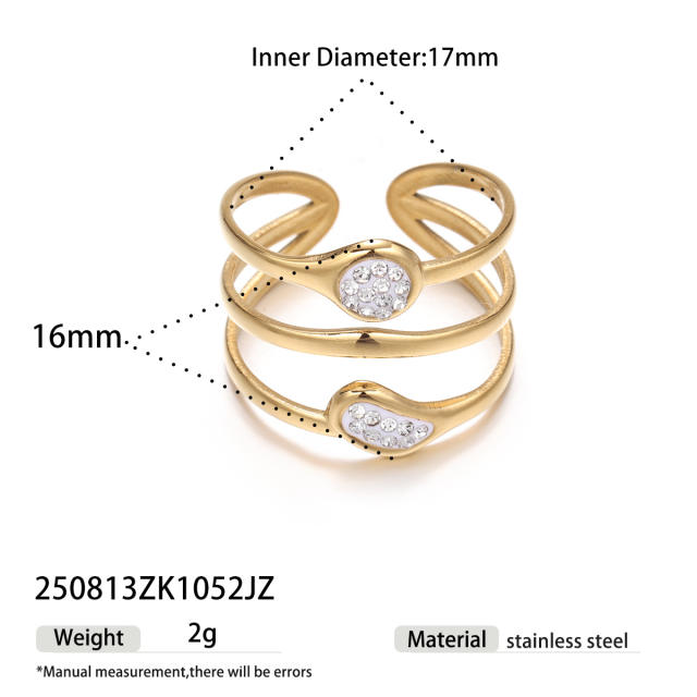 Stainless Steel rings diamond geometric line rings for women