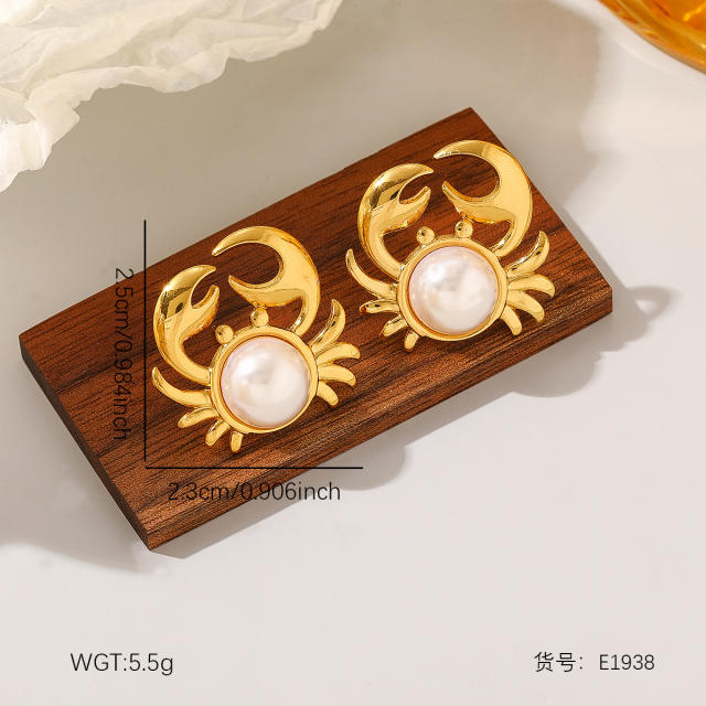 Best-Selling Marine Series stainless Steel Earrings Pearl Earrings Turtle Crab Starfish Earrings for Women