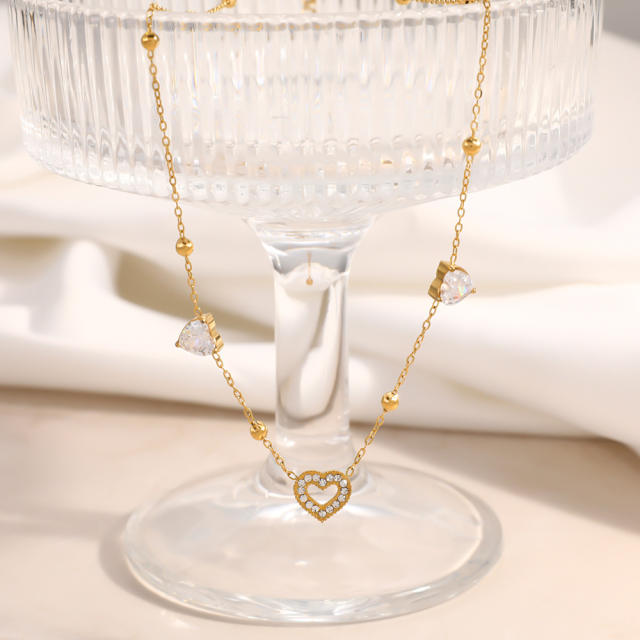 Stainless Steel Necklace for Women Non-Fading diamond heart necklace