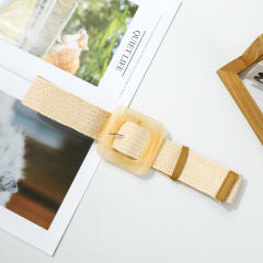 Square jade buckle beige