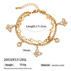 Ins-Style Exquisite Butterfly Flower Design Zircon Bracelet charm bracelet stainless steel bracelet