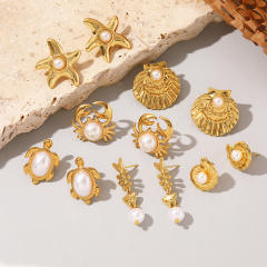 Best-Selling Marine Series stainless Steel Earrings Pearl Earrings Turtle Crab Starfish Earrings for Women