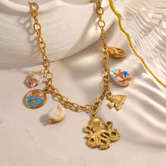 Marine Wind Exaggerated Animals charm stainless steel necklace