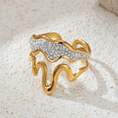 Stainless Steel rings diamond geometric line rings for women