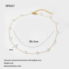 18K Gold-Plated Stainless Steel necklace Pearl Necklace Shell Flower Imitation Pearl Chain necklace for women