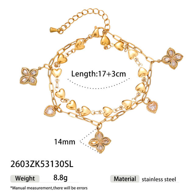 Ins-Style Exquisite Butterfly Flower Design Zircon Bracelet charm bracelet stainless steel bracelet