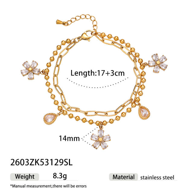 Ins-Style Exquisite Butterfly Flower Design Zircon Bracelet charm bracelet stainless steel bracelet