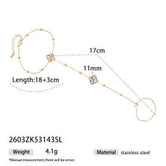 18K Gold Diamond-Encrusted Bracelet Light Luxury clover stainless steel bracelet ring bracelet