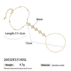18K Gold Diamond-Encrusted Bracelet Light Luxury clover stainless steel bracelet ring bracelet