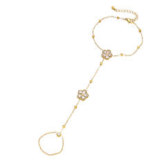 Delicate diamond clover stainless steel bracelet ring bracelet