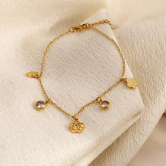 Sweet diamond charm stainless steel bracelet holiday bracelet