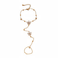Summer Floral Design stainless steel Bracelet for Women with White Zircon Non-Fading Butterfly Ring