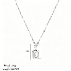 Dainty colorful heart crystal pendant stainless steel necklace