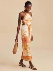 Summer Style White Halter Neck Tie-Up Off-Shoulder Sexy Sleeveless Dress