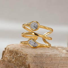 Stainless Steel rings diamond geometric line rings for women