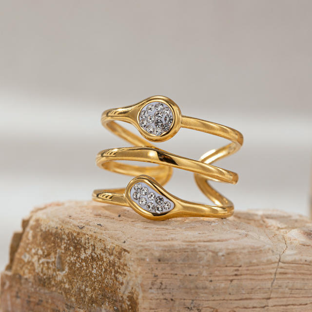 Stainless Steel rings diamond geometric line rings for women