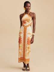 Summer Style White Halter Neck Tie-Up Off-Shoulder Sexy Sleeveless Dress