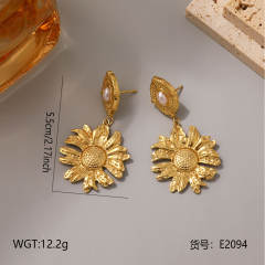 Geometric Ocean Stainless Steel Earrings Simple Pearl Shell Star Fishbone Earrings for Women