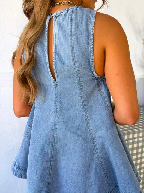 2026 Summer Women's Fashion Casual Loose Sleeveless Denim Shorts Set