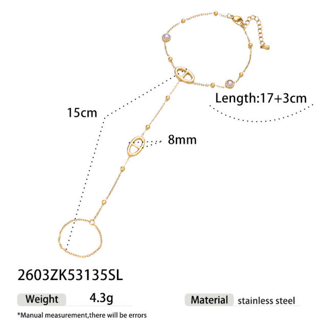 18K Gold Diamond-Encrusted Bracelet Light Luxury clover stainless steel bracelet ring bracelet