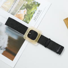 Square jade buckle black