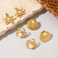 Best-Selling Marine Series stainless Steel Earrings Pearl Earrings Turtle Crab Starfish Earrings for Women